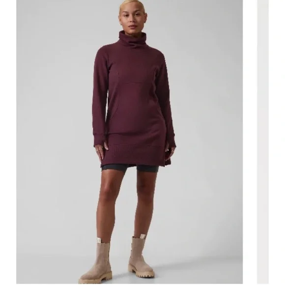 Athleta Kozy Karma Mock Neck Sweatshirt Dress XXS M76 - Picture 3 of 9